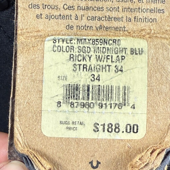 True Religion Ricky Relaxed Straight Jeans Mens Size 34 Black Made USA - Picture 6 of 10